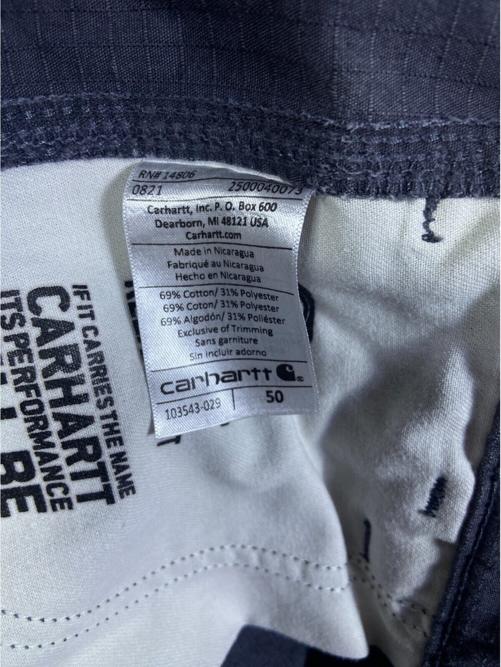 Carhartt Grey Relaxed Fit Force Broxton Cargo Short Men's Sz 50 Ripstop Workwear - Picture 9 of 10